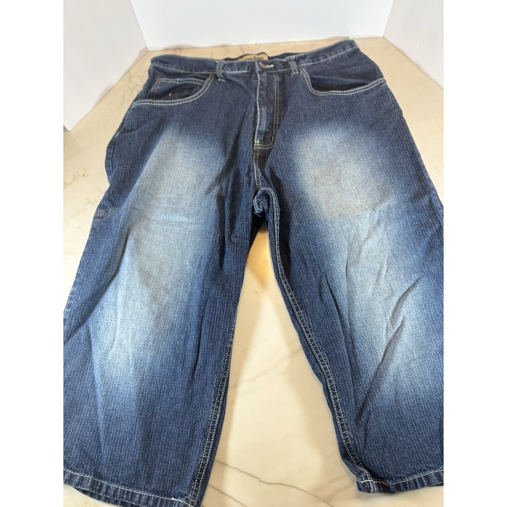 Webs  Denim Long Jorts Mens 34 Dark Wash Baggy Skater Y2K Shorts